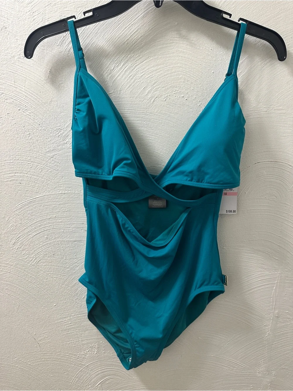 NWT Vince Camuto Womens Teal Cutout One Piece Swimsuit Size 10